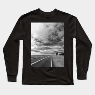 Isolation - Highway On The Prairie black and white photograph Long Sleeve T-Shirt